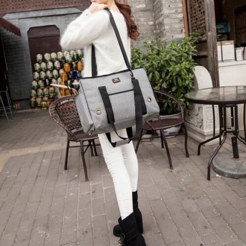 Luxury Oxford Pet Handbag Cats Small Dog Yorkies Rabbit Carrier Bag Striped Female Male Shoulder Bag Travel Jogging Accessories