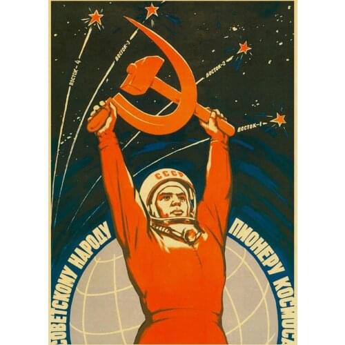 Lot style Choose Russian Propaganda Space Race Art print Silk poster Home Wall Decor