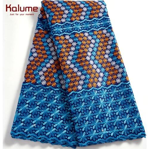 Kalume Swiss African Cotton Lace Fabric 2021 Nigerian Lace Fabric High Quality Embroidery Voile 5 Yards For Diy Dress F2519