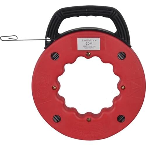 15/30M Steel Belt Electrician Threader Cable Fiberglass Fish Tape Wire Puller Hollow Handle Winding Box Wall Pipe Trunking Lead