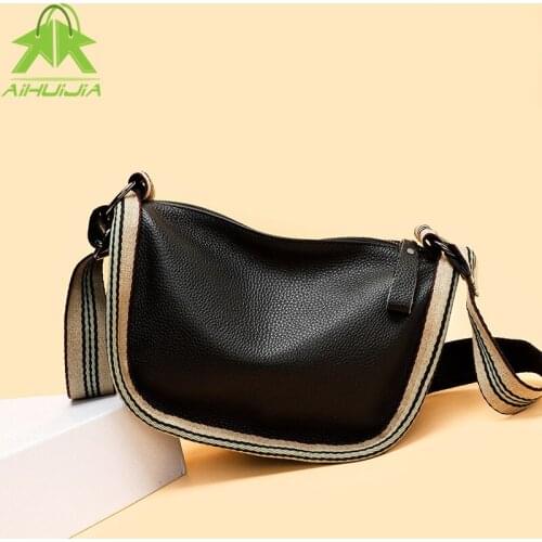 Fashion Women Genuine Leather U-shaped Shoulder Bag 2021 New Broadband Design Simplicity Crossbody Bags Travel Ladies Handbags