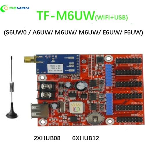 TF-M6UW Control Card LED Sign module WIFI and USB drive temperature light brightness sensor S6UW0/A6UW/M6UW/C6UW/E6UW/F6UW
