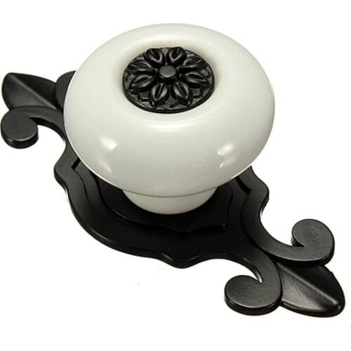Vintage Ceramic Door Knobs Drawer Cabinet Cupboard Wardrobe Pull Handle White+Black