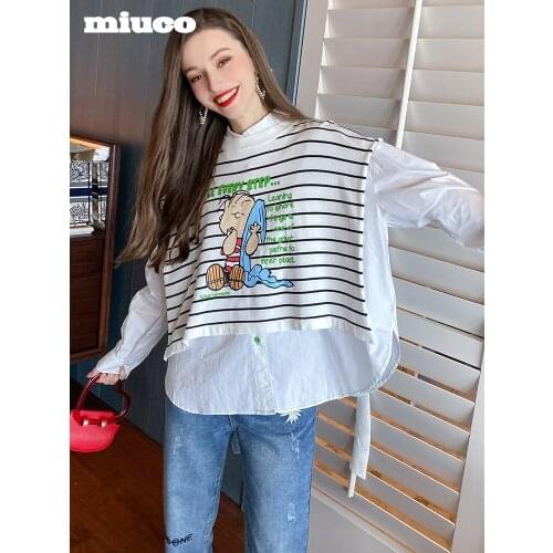 Loose and versatile white shirt+Striped print shawl two piece top womens wear 2021 Spring new High Quality Top Quality