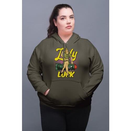 Angemiel Wear Lady Luck Füzeye Sitting Green Women 'S Hooded Sweatshirt