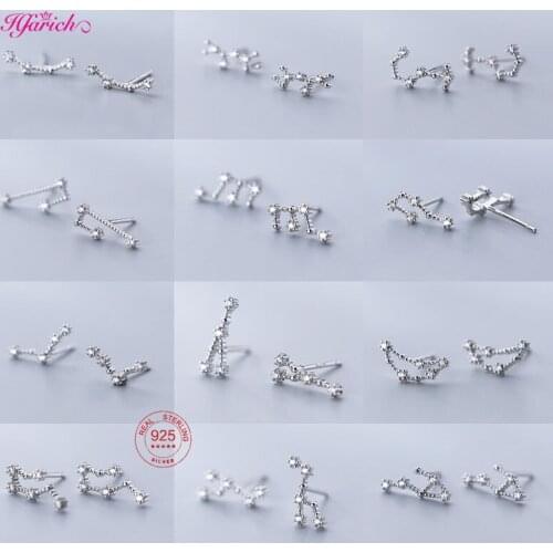 Women 12 Constellation Silver Pisces Sagittarius Scorpio Taurus virgo Aquarius Aries Cancer Capricorn Gemini Leo Libra Earring