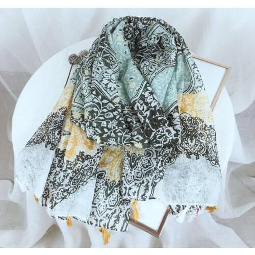 2020 Women Spain Luxury Viscose Shawl Geometric African Floral Tassel Scarf Wrap Pashmina Snood Bufandas Muslim Hijab 180*90cm