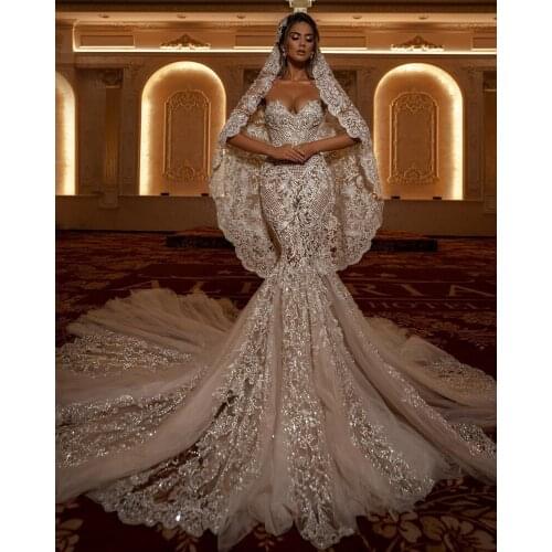 Vestido De Novia Mermaid Wedding Dresses For Women Sequin Lace Appliques Sweetheart Sexy See Through Bridal Gowns платье 2021