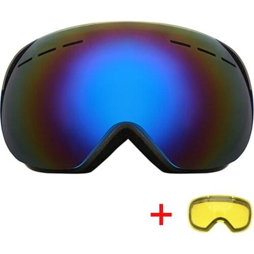 Winter Anti-fog Ski Goggles with Night Vision Lens Outdoor Windproof Snowmobile Snowboard Glasses UV400 Skiing Skating Goggles