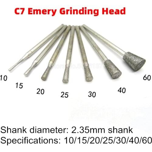 1Pcs 2.35MM Shank Diamond Grinding Head Burrs Bits Jade Stone Carving Polishing Engraving Tool Abrasive Needle Horn