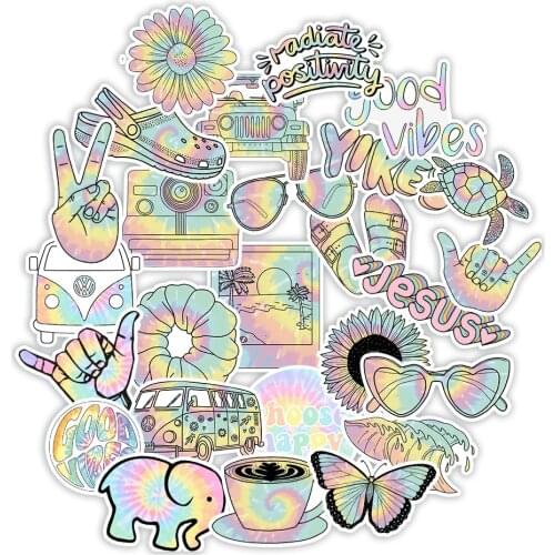 10/50pcs Small Fresh Gradient Alien Sticker Cool Motorcycle Laser Stickers Decals For Skateboard Luggage Laptop Book Guitar Car