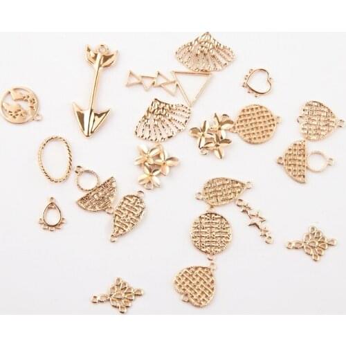 10pcs Diy Handmade Jewelry Accessories Love Alloy Material Geometric Earrings For Women Pendant Hanging Dangle Drop Earing