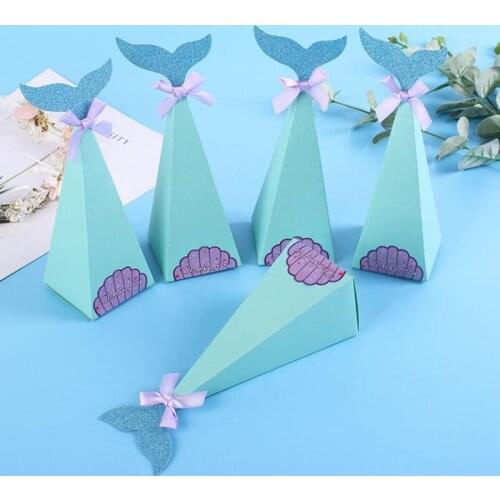 10PCS Little Mermaid Gift Boxes Wedding Dragees Box Kids Favor Box Packaging Wedding Birthday Party Decorations