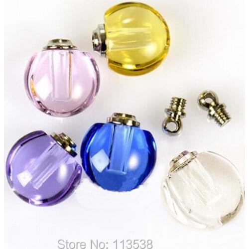 20pieces 13.5*13.5*8mm Small apple shape glass necklace pendants Glass Crystal perfume bottle name on rice pendant charms
