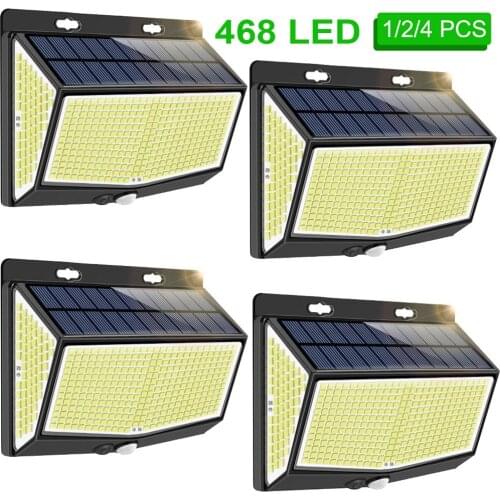 Garden Solar Light Outdoor Waterproof 288 LED Flood Light Wireless Powered Solar Motion Sensor Light Wide Angle Street Wall Lamp