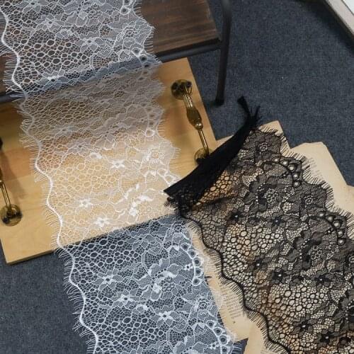 3 meter/ lot Eyelash Lace Fabric 18cm width DIY Decorative High Quality Soft Nylon Eyelash Lace Trim Wedding Dress Fabric