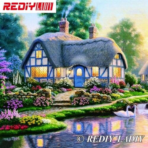 30x33cm Accurate Printed Crystal Beads Embroidery Kits Dream House Scenery Beadwork Crafts Needlework Beaded Cross Stitch APT644