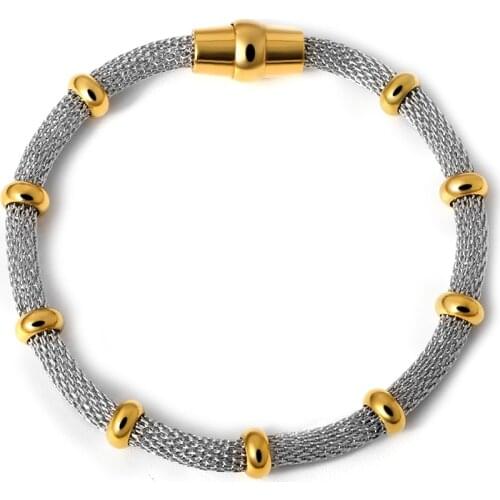 361L Stainless Steel Chain Bracelets Magnet Clasp Fashion Jewelry Beads Charm Bracelets For Women Men Classic Gift New 2020