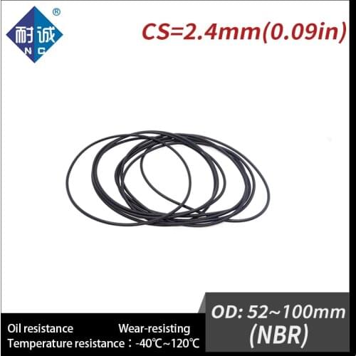 5PCS/lot Rubber Black NBR CS2.4mm OD52/55/60/62/65/70/75/80/85/90/95/100mm O Ring Gasket Oil resistant waterproof