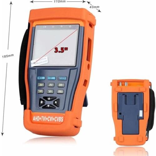 5 in 1 CCTV Tester Video Monitor Tester for IP + Analog (AHD TVI CVI CVBS) Cameras, 3.5" LCD Monitor, 12V DC Power Out, PTZ Test