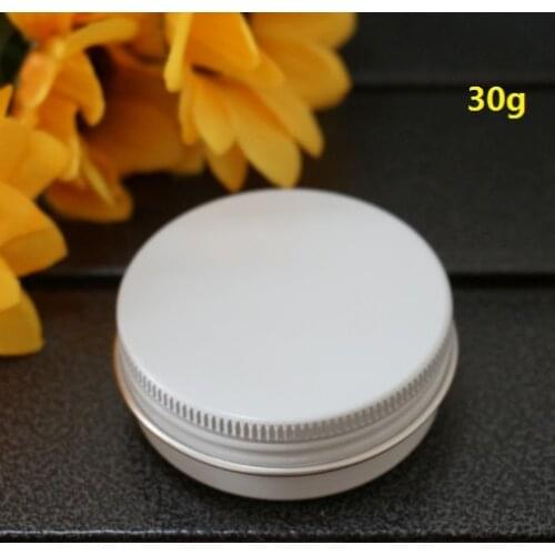 52*21mm White Empty Round Aluminum Box Metal Tin Cans 30ml 30g Refillable Cream Container DIY Portable Jar Tea Aluminum Pot