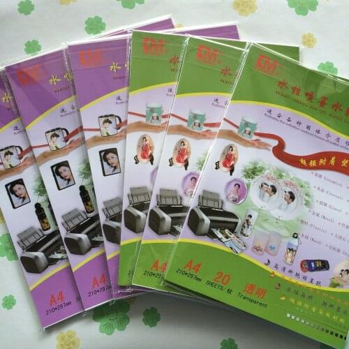 A4 size (30 clear+30 white) inkjet water tranfer paper water decal printing paper inkjet water paper