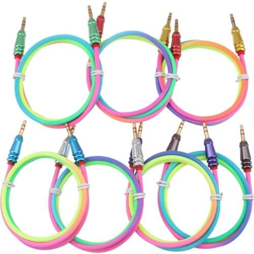 1M Colorful 3.5mm Aux Stereo Auxiliary Car Audio Cable Male to Male Jack AUX Cord for iPhone Samsung Smart Phone for MP3 Speaker