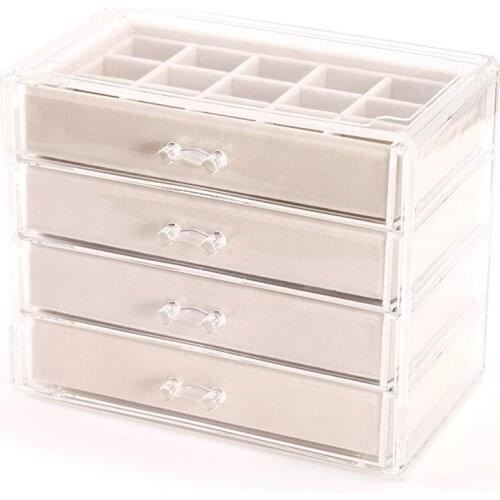 Velvet Jewelry Organizer for Earring Bangle Bracelet Necklace Rings Clear Acrylic Jewelry Display Case