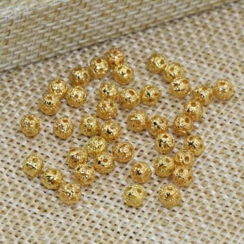 Free shipping factory outlet 4mm round spacers hollow beads frost matte gold-color accessories 30pcs jewelry making B2554