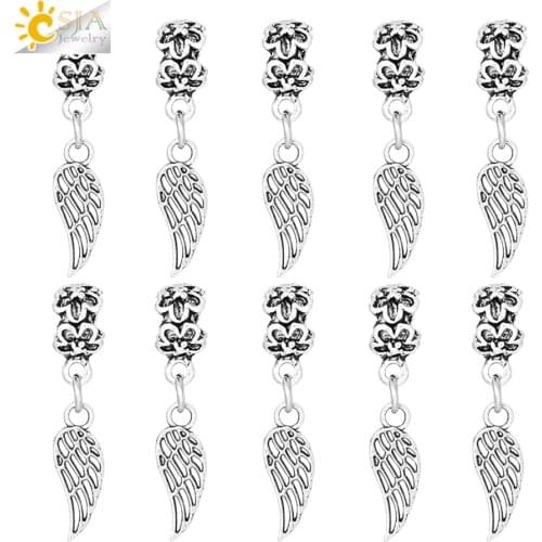 CSJA Vintage Small Wings Pendants Charms Jewelry Making Accessories Hollow Wing Fit for Bracelets Bangle Necklaces Fittings F379