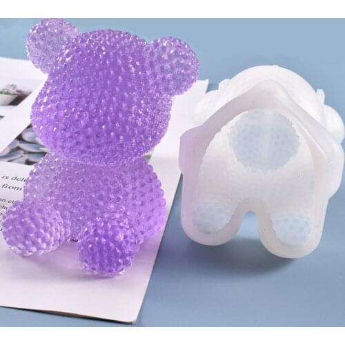 DIY Crystal Epoxy Resin Mold 3D Diamond Bear Ornaments Casting Silicone Mould 1XCA