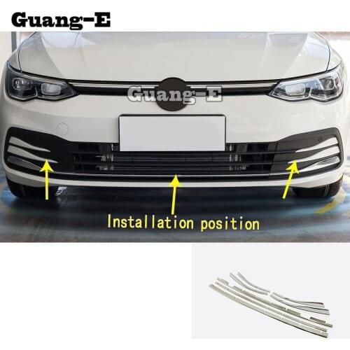 For VW Volkswagen Golf8 Golf 8 2019 2020 2021 Car Protection Trim Front Up Racing Grid Grill Grille Frame Lamp Parts Sticks 7pcs