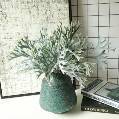 Flocking Antlers Grass Artificial Plant Christmas Background Soft Rubber Party Decoration Accessories Flower Arranging Fake Leaf