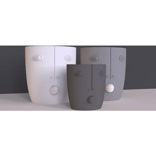 Concrete Flowerpot Mold Face Design Potted Mold Horticultural Cement Flowerpot Silicone Molds