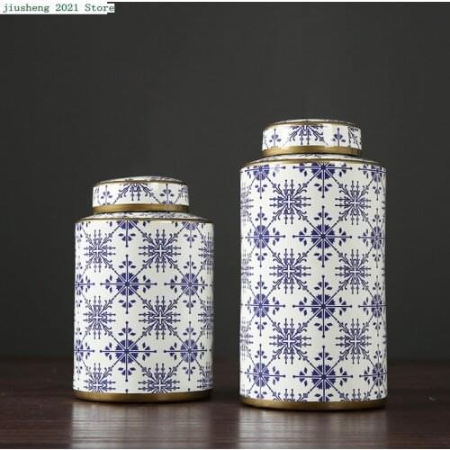 Classical Decorative Jars Simple Ceramic Crafts Chinese-style Home Living Room Simulation Vases Storage Jars Decor Ornaments