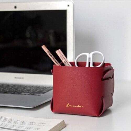 Nordic Leather Storage Basket Desktop Storage Box Key Remote Control Debris Sorting Box Cosmetic Bag Living Room Storage Baskets