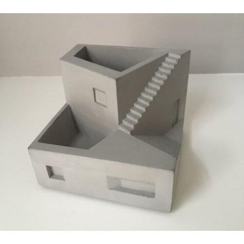 Creative mini concrete building stairs office small storage box Unique industrial style desktop decoration storage