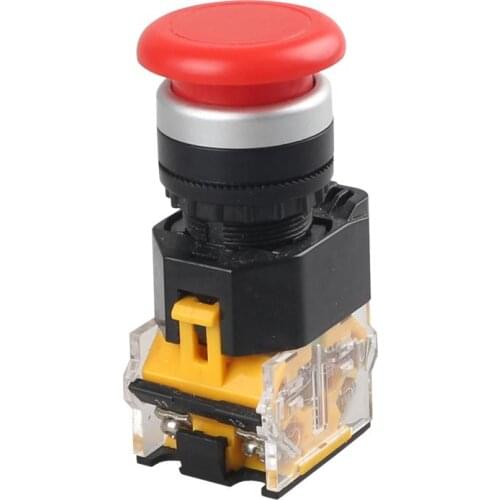 LA38-11M Mushroon Head Push Butont Switch Start Button Momentary Dia 22mm Red Green AC220V DC24V