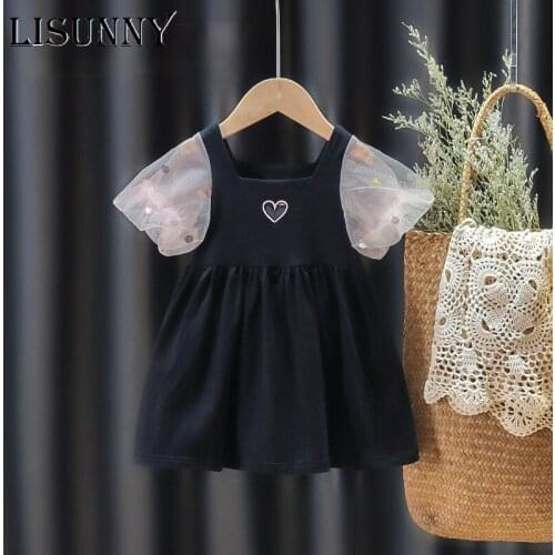 LISUNNY Toddler Girl Bubble Sleeve Dress 2021 Summer New Cotton1-4 Year Old Birthday Suit Baby Girl Casual Dresses Kids Clothes