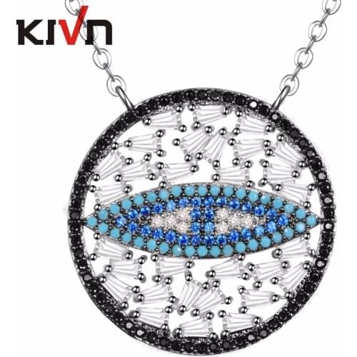 KIVN Fashion Jewelry Turkish Blue eye CZ Cubic Zirconia Womens Girls Bridal Wedding Pendant Necklaces Christmas Birthday Gifts