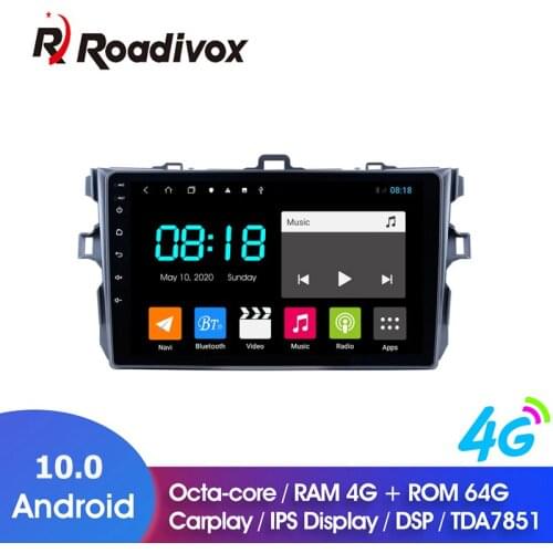 9" Android 10.0 RAM 4G ROM 64G for Toyota Corolla 2006-2012 Car Dvd Gps Navigation Radio Multimedia Player Stereo Head Unit