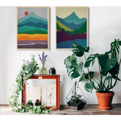 Fashion Poster Set Mountain Canvas Painting Mid Century Art Print Scandinavian Picture For Living Room On The Wall Home Decor