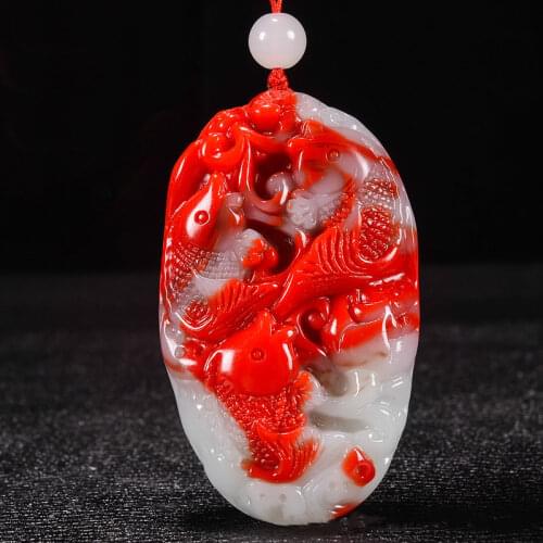 Natural Colorful Jade Hand-carved Carp Jade Pendant Fashion Boutique Jewelry Men and Women Fish Necklace Gifts