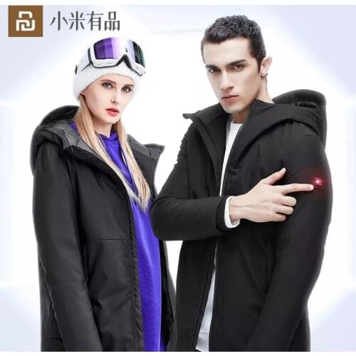 New Youpin Mid-length Down Jacket 3 Gear Intelligent Temperature Control Heating Winter Jacket Hooded Plus size Outerwear Warm