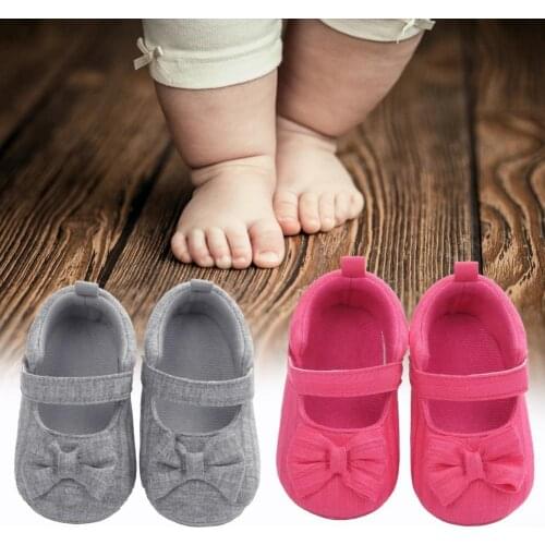 Toddler Shoes Bow-knot Design Breathable Solid Color Lovely Baby Walking Canvas Shoe Skin Friendly First Walker Accessories