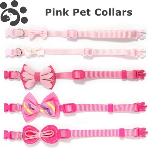 Pink Bow Cat Collar for Small Dogs Pet Decoration Cute Collar Necklace Adjustable Breakaway Cat Collars with Pink Bowknot Pet