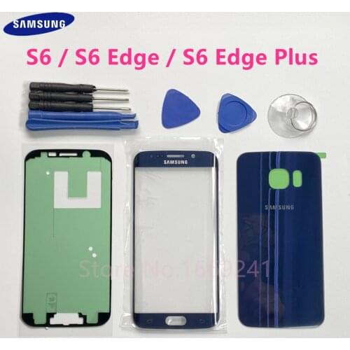 Front Touch Panel Outer Lens + Rear Battery Door Back Glass Housing Cover For Samsung Galaxy S6 G920 S6 Edge G925 S6+ Plus G928