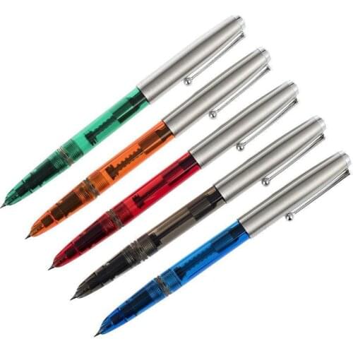 5 PCS Jinhao 51 Vintage Fountain Pen Set Stainless Steel Cap Hooded Extra Fine Nib 0.38mm Smooth Writing Ink Pen for Office