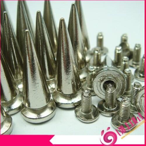 New arrival,100pcs/lot 10x25mm Silver Alloy Cone Screwback Spikes Rivets Studs Punk Biker Bag Bracelets Clothes Belt shoe B2110