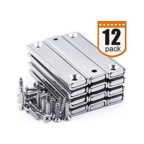 Strong Neodymium Rectangular Pot Magnets with Counter Bore, Countersunk Hole Magnets with Mounting Screws,Hook Set